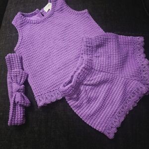 btween Purple Knit Tank Top and Shorts Set